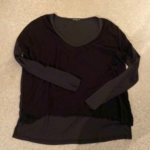 James Perse Jersey back and sleeve with woven front top